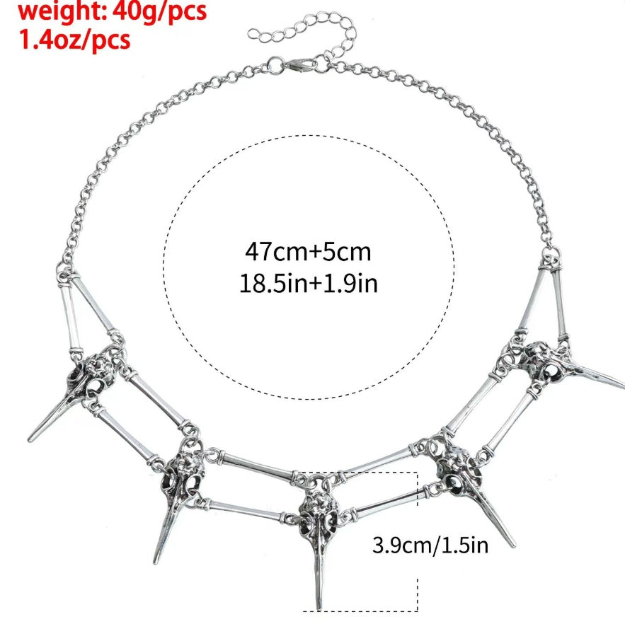 Gothic Bird Skull Necklace
