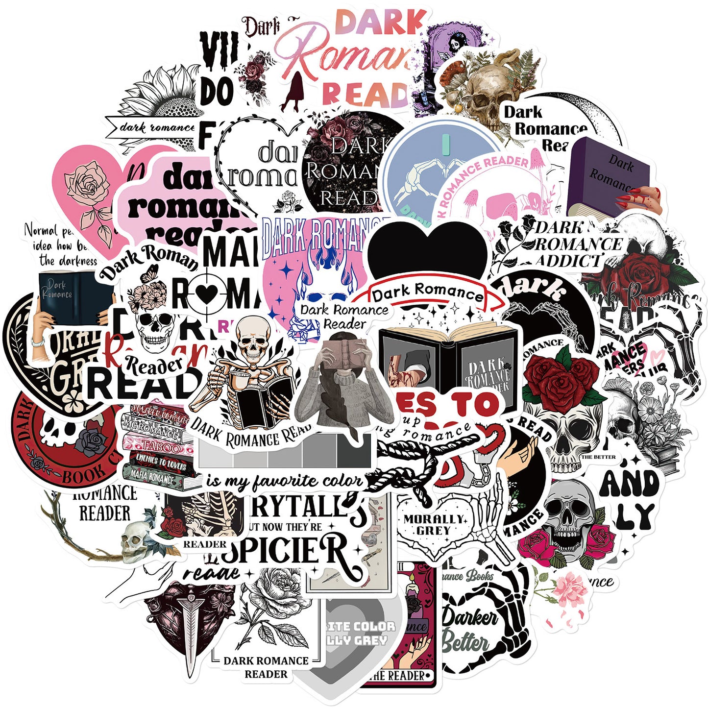 50-Pack Waterproof Dark Romance Stickers – Morally Gray, Villain-Inspired Bookish Decals