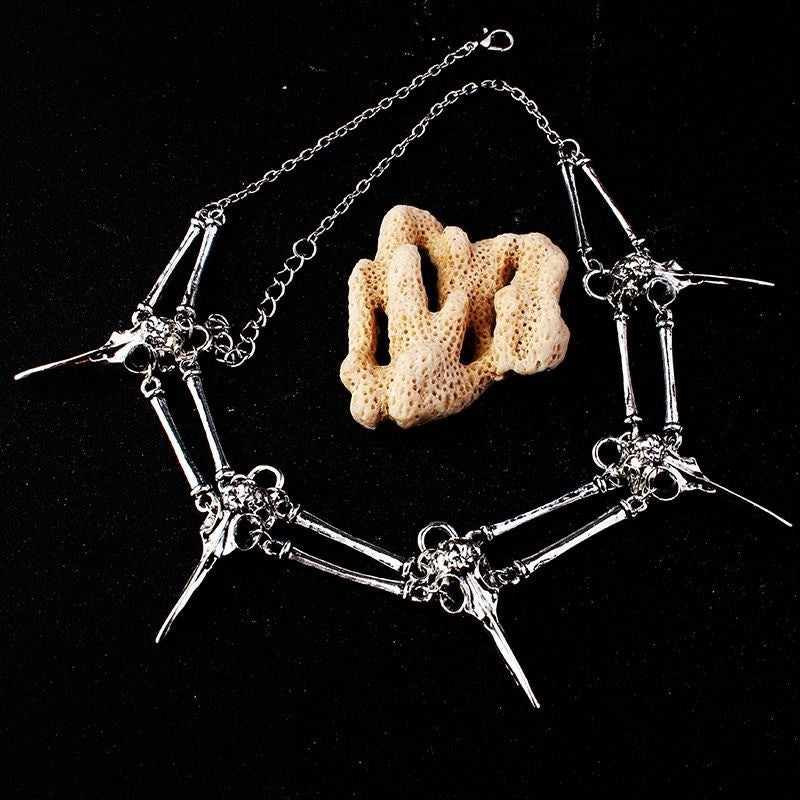 Gothic Bird Skull Necklace