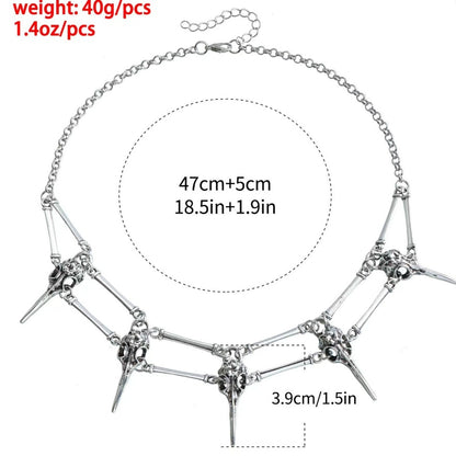 Gothic Bird Skull Necklace